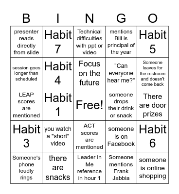 Professional Development Bingo 2023 Bingo Card