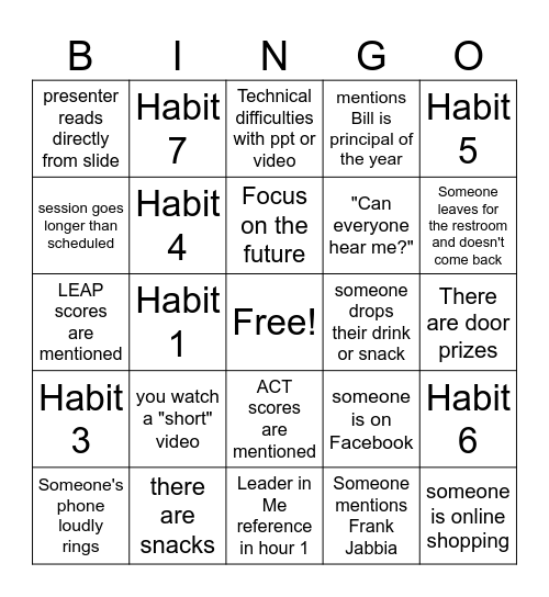 Professional Development Bingo 2023 Bingo Card