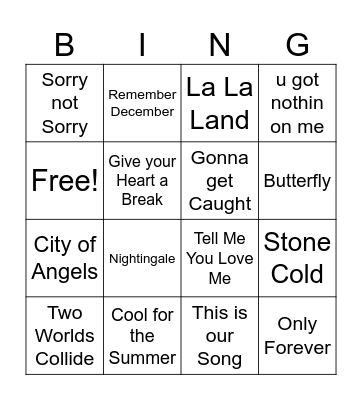 Demi Lovato Bingo Card