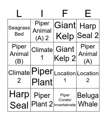 OCEAN LIFE BINGO Card