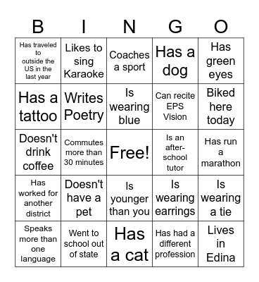 New Teacher Bingo Card