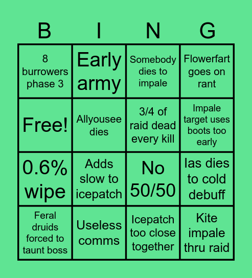 CORRUPTION Anub'Arak Bingo! Bingo Card