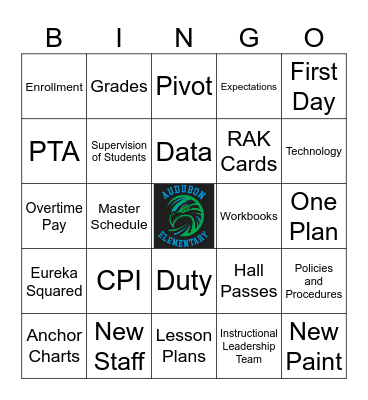 Audubon Welcome Back 23/24 Bingo Card