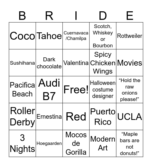 ALANYA AND TONY WEDDING BINGO! Bingo Card