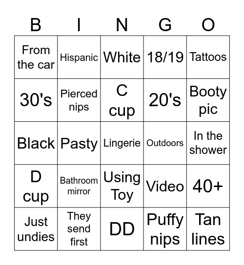 Nudes summer bonanza Bingo Card