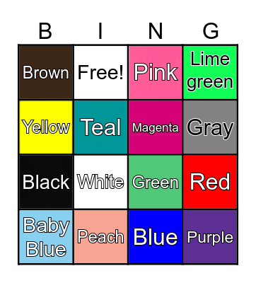 Color Bingo Card