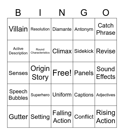 Super Writer Bingo Card