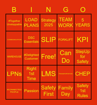 DHL Bingo Card