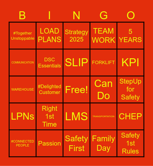 DHL Bingo Card