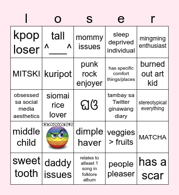 kuring bingo Card