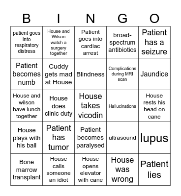 house md bingo Card