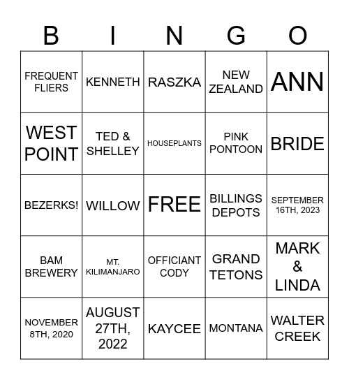 BREWS 'N (WEDDING) BINGO Card
