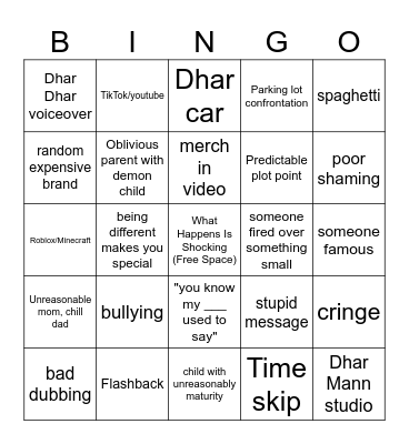 Dhar Mann Bingo v7 Bingo Card Bingo Card