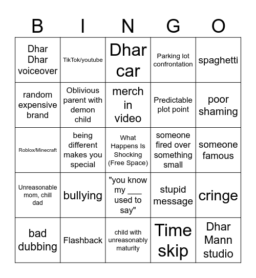 Dhar Mann Bingo v7 Bingo Card Bingo Card