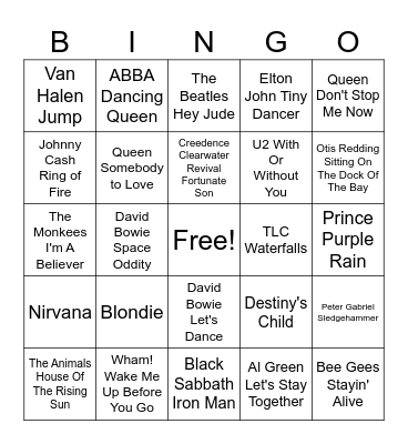 MUSIC BINGO! Bingo Card