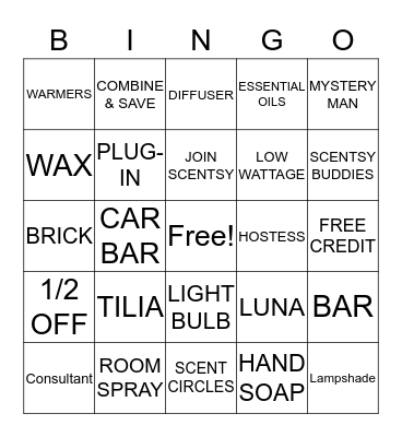 SCENTSY BINGO! Bingo Card