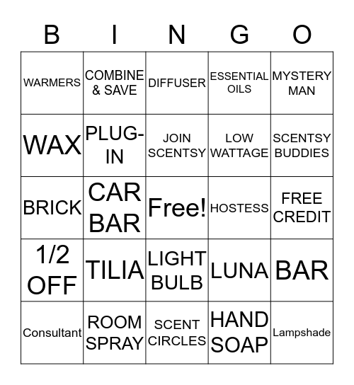 SCENTSY BINGO! Bingo Card