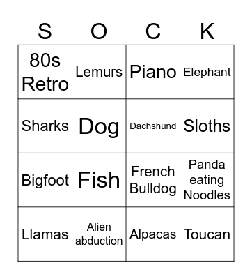 SOCKS! Bingo Card