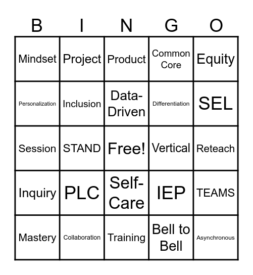 LHS Welcome Back Meeting Bingo Card