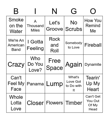 8/6-8/7 Music Bingo Card