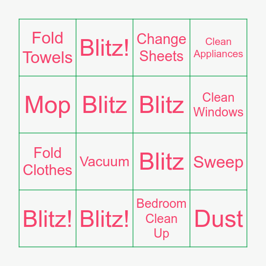CLEANGO Bingo Card