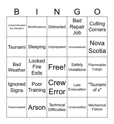 Incident Documentaries Bingo Card