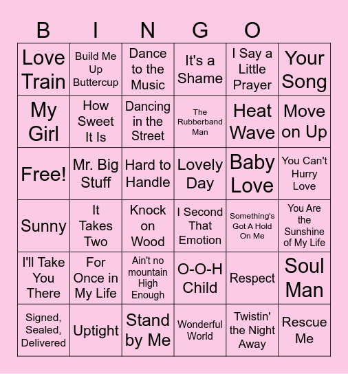 Uplifting Soul Music Bingo Card