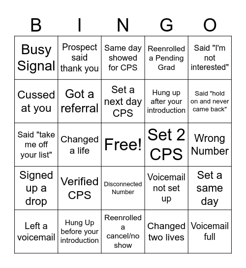 Dream Team Bingo Card