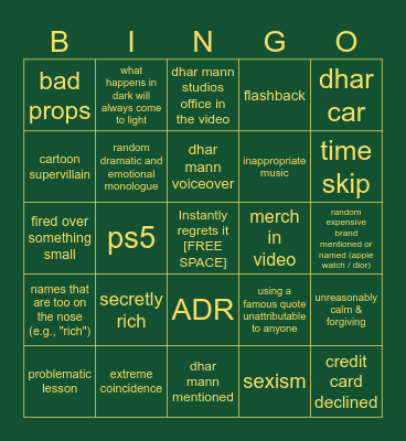 Dhar Mann Bingo play at home version Bingo Card