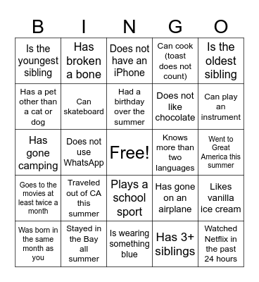Find Someone Who... Bingo Card