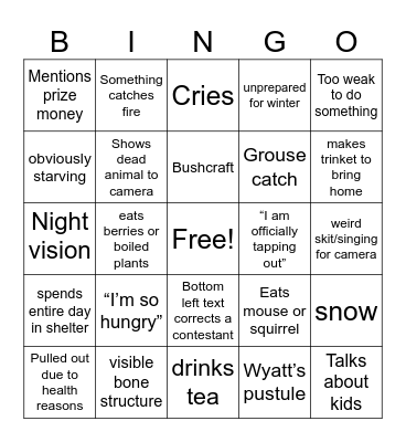 ALONE Bingo Card