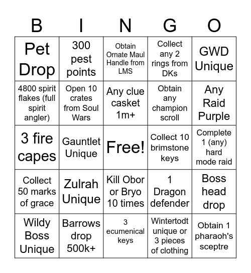 War Kings Bingo Card