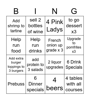 Black out Weekend Bingo Card