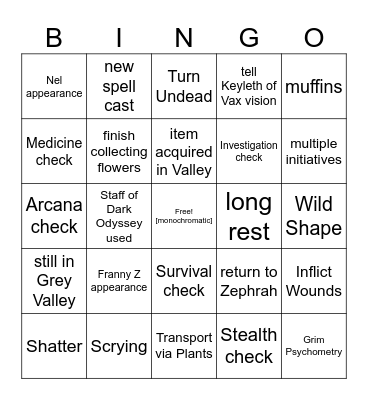 Isn't There A Cursed Sword In This Valley? [Critical Role 3.67] Bingo Card