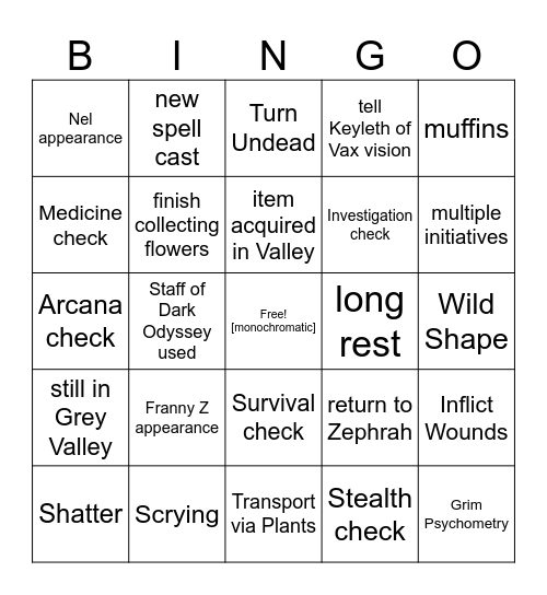 Isn't There A Cursed Sword In This Valley? [Critical Role 3.67] Bingo Card