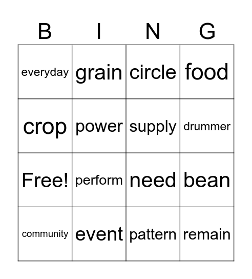 Camp Friday 8/4 Bingo Card