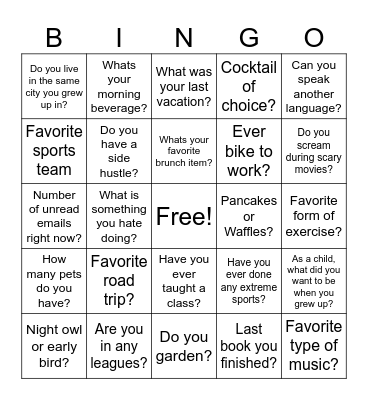 Ice Breaker #1 Bingo Card