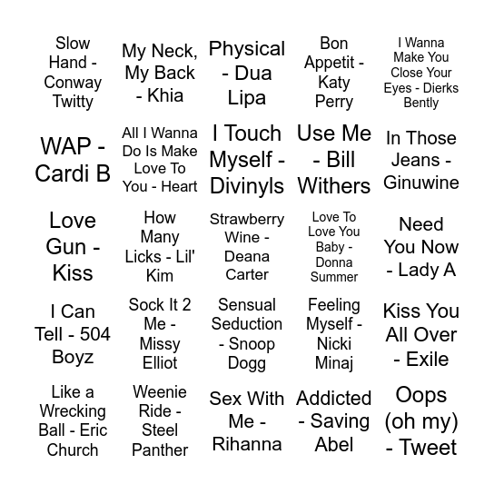 Let's Get It on! Bingo Card