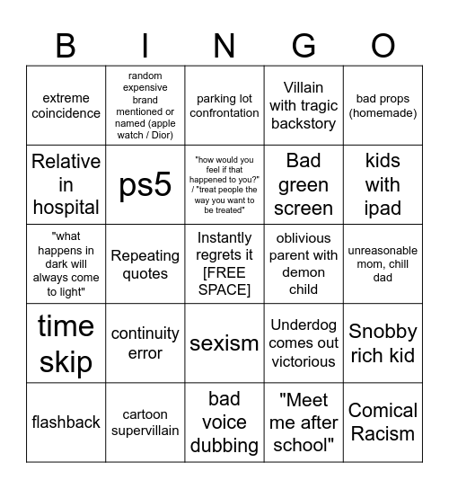 Dhar Mann Bingo (additional squares) v2 Bingo Card