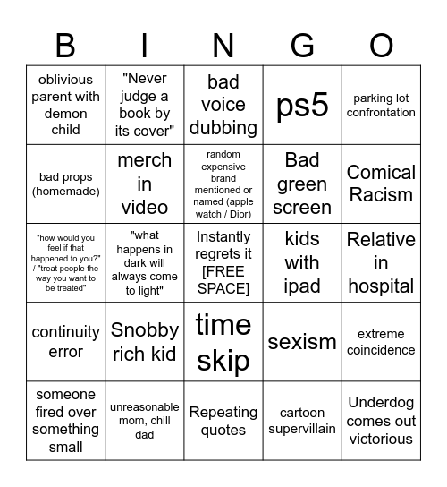 Dhar Mann Bingo (additional squares) v2 Bingo Card