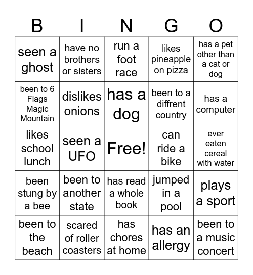 Untitled Bingo Card