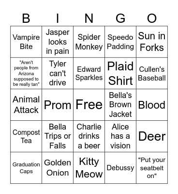 Twilight Bingo Card