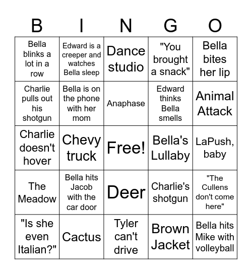 Twilight Bingo Card