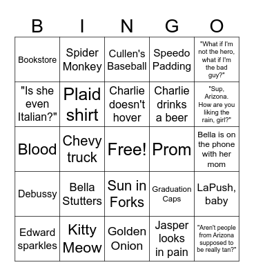 Twilight Bingo Card