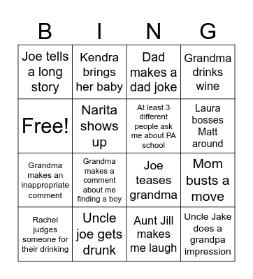 Wedding Bingo Card