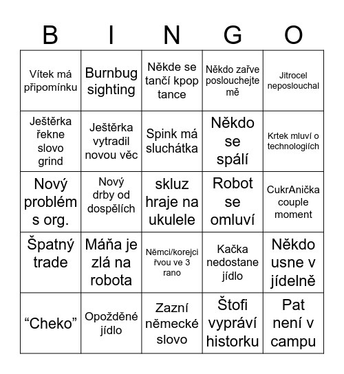 Mandu bingo Card