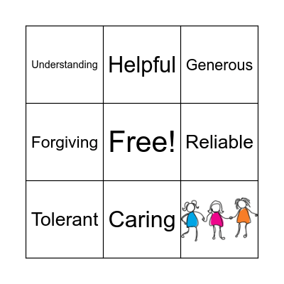 Friendship Words Bingo Card