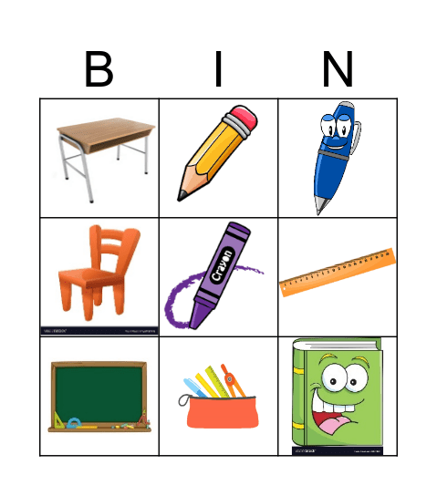 Classroom Objects Bingo Card