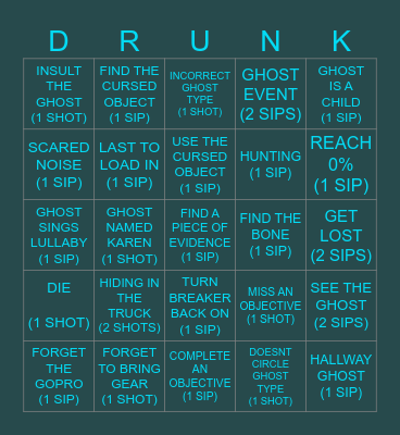 PHASMODRUNKIA Bingo Card