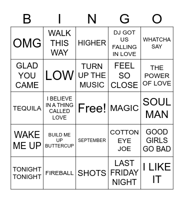 PARTY HITS COVER Bingo Card